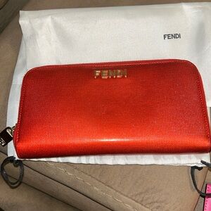 Fendi long wallet zip around with dust bag